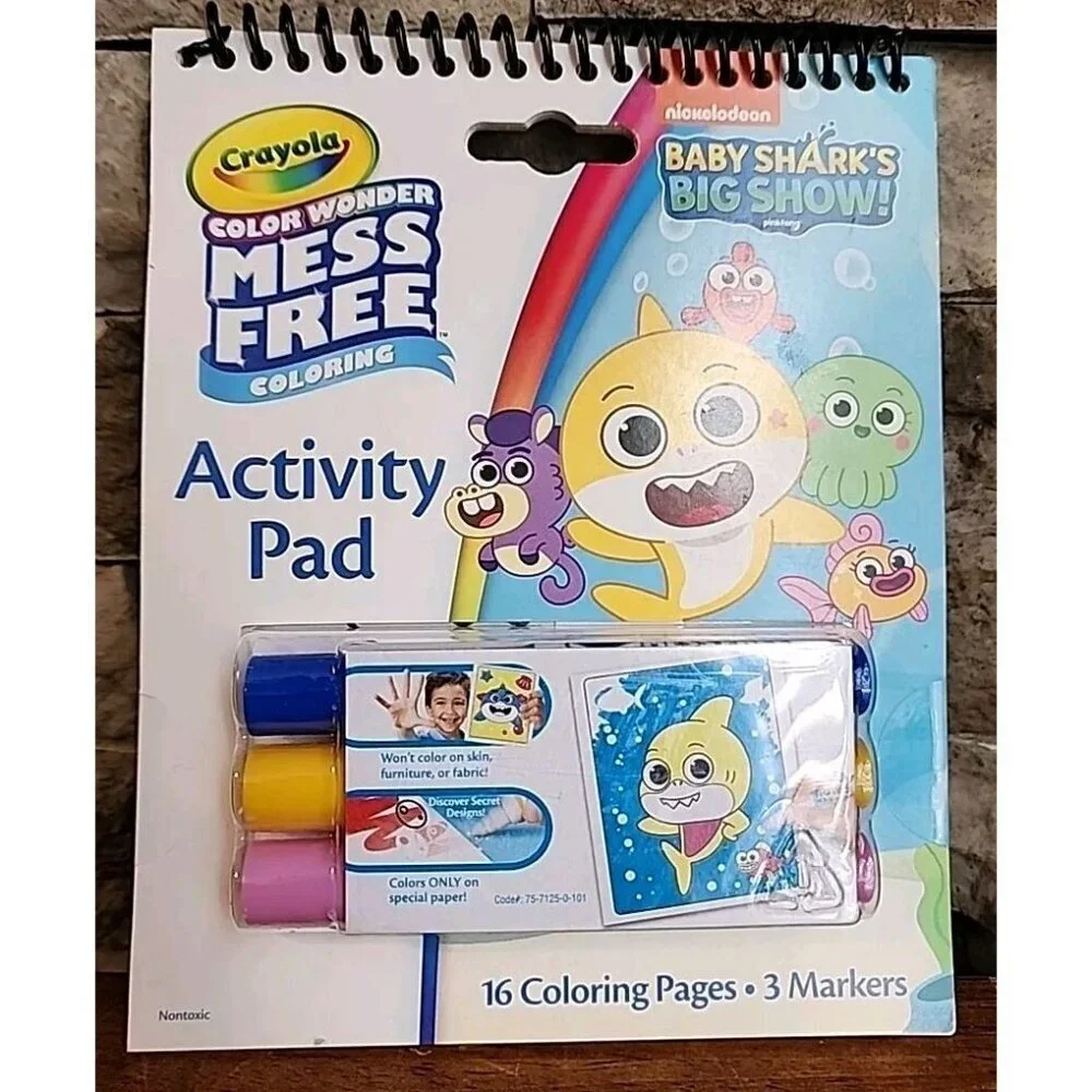 Crayola Baby Shark Color Wonder Mess Free Coloring Activity Pad Markers Travel